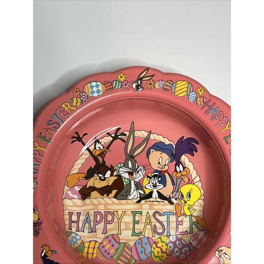 Vintage 1996 Looney Tunes Warner Brothers Happy Easter Plastic Candy Bowl Dish